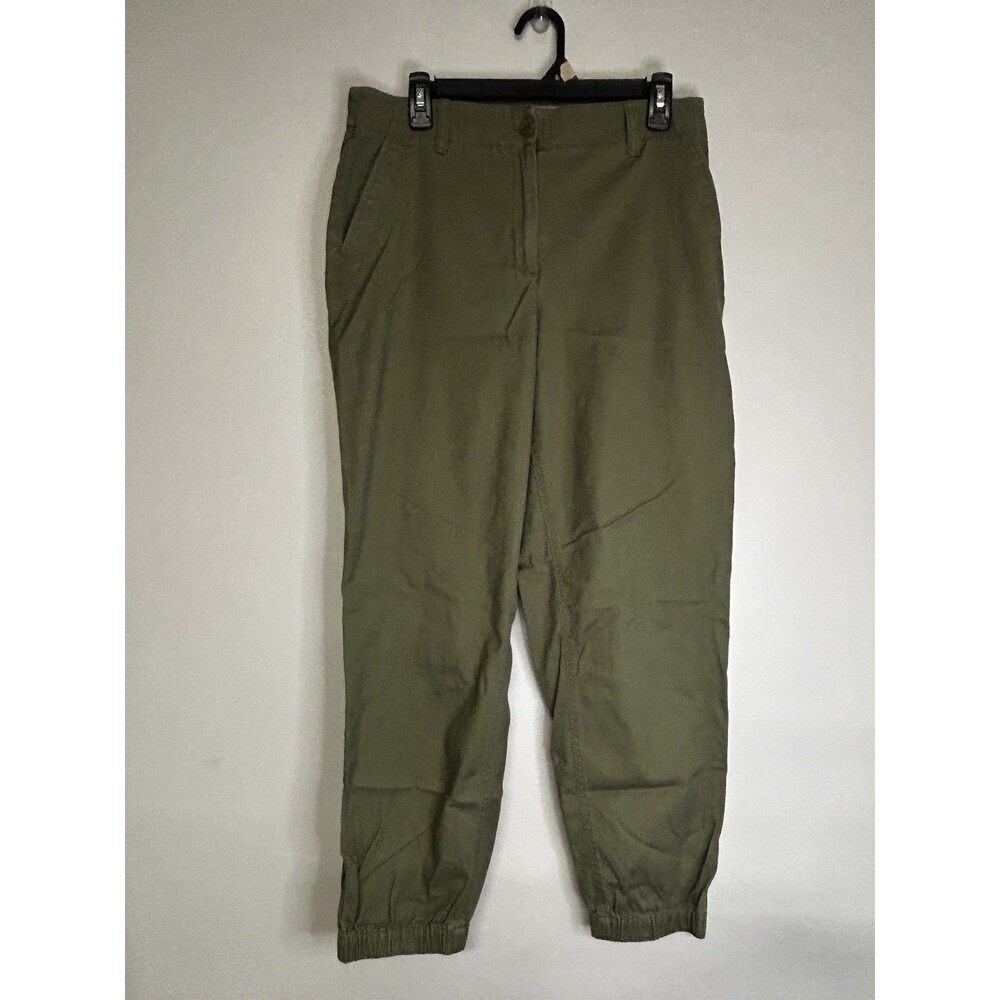 Talbots Jogger Pants Green Cotton Elastic Waist Women’s Size M Stretch Casual